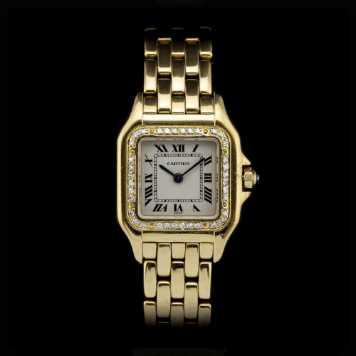 Cartier Panthere 18ct gold small model diamond bezel