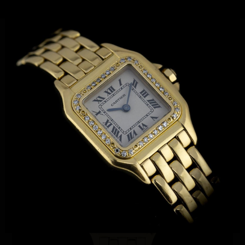 Cartier Panthere 18ct gold small model diamond bezel