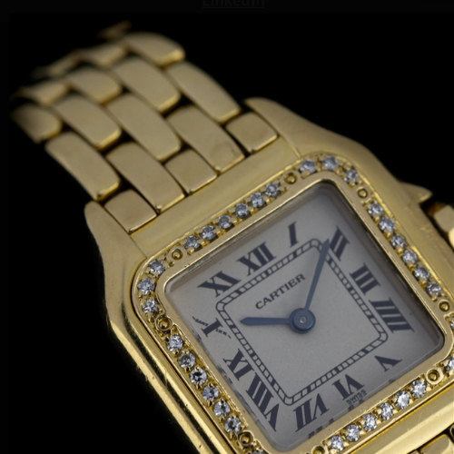 Cartier Panthere 18ct gold small model diamond bezel
