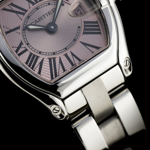 Cartier Roadster with pink mother of pearl dial