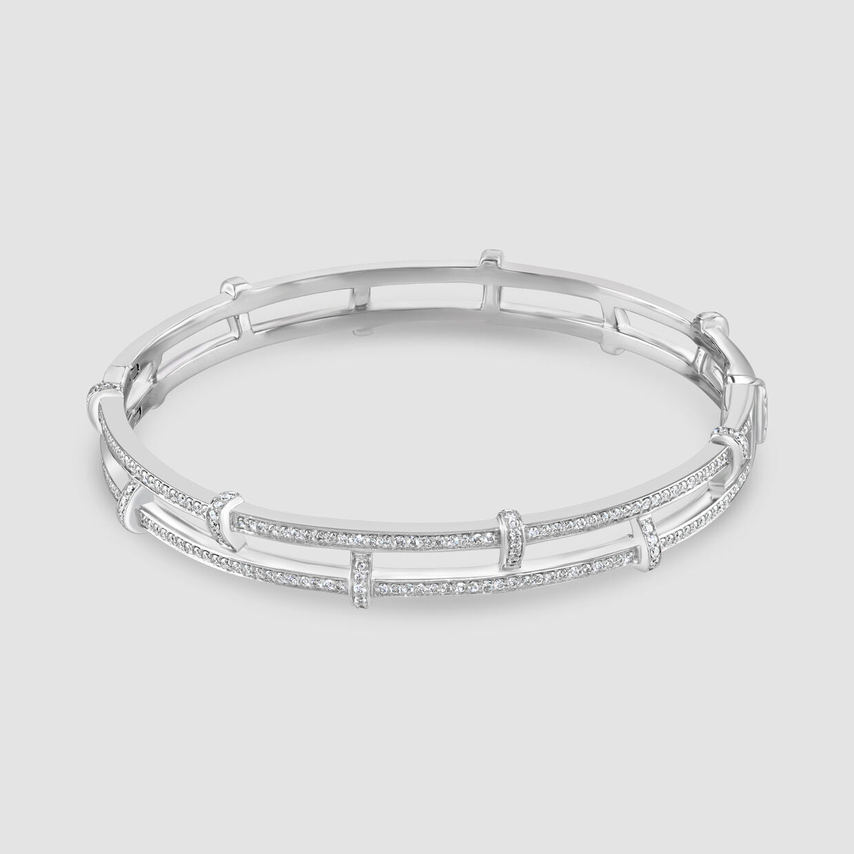 Diamond set two row bangle