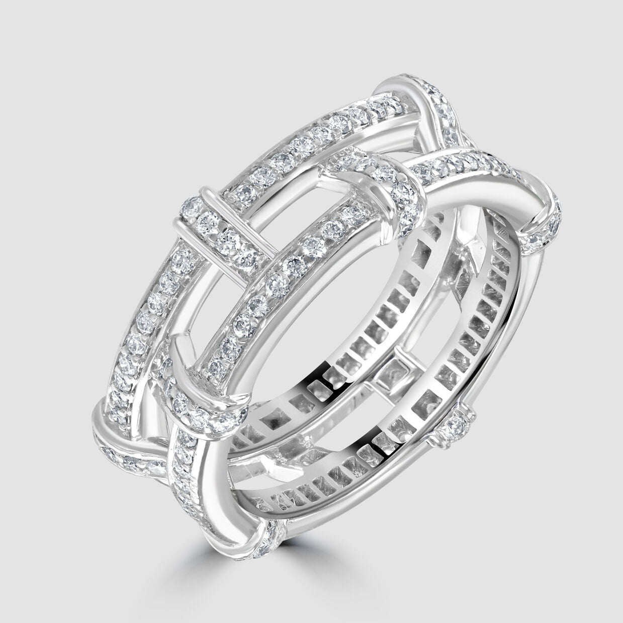 Diamond set two row full eternity ring
