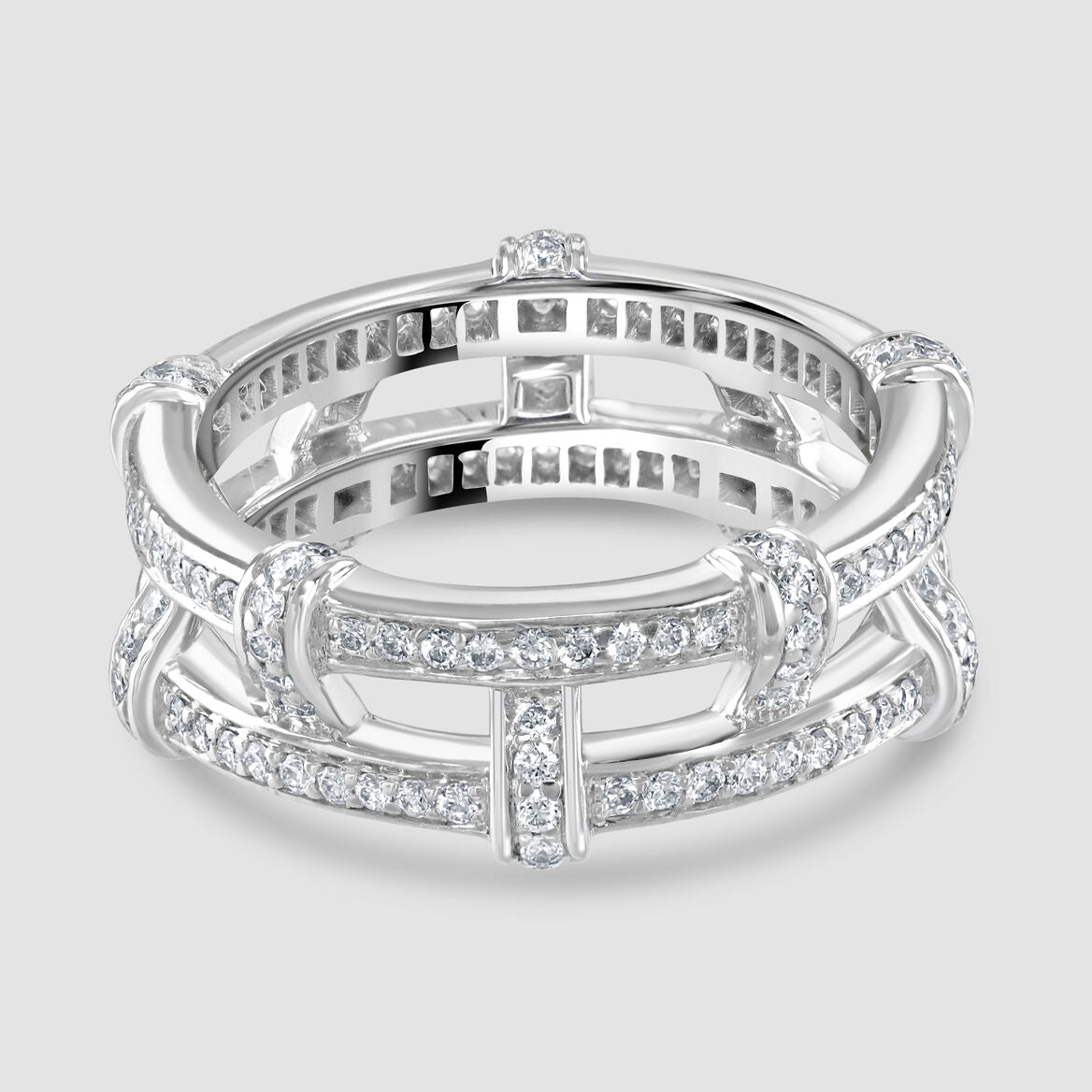 Diamond set two row full eternity ring