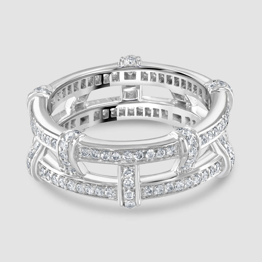 Diamond set two row full eternity ring