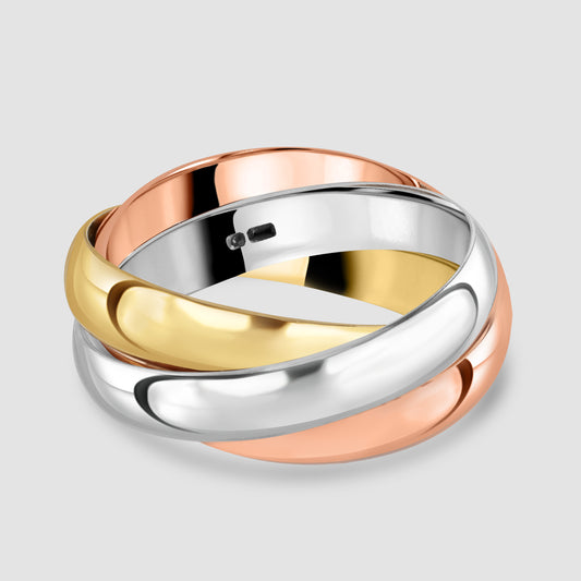 9ct three colour gold Russian wedding ring