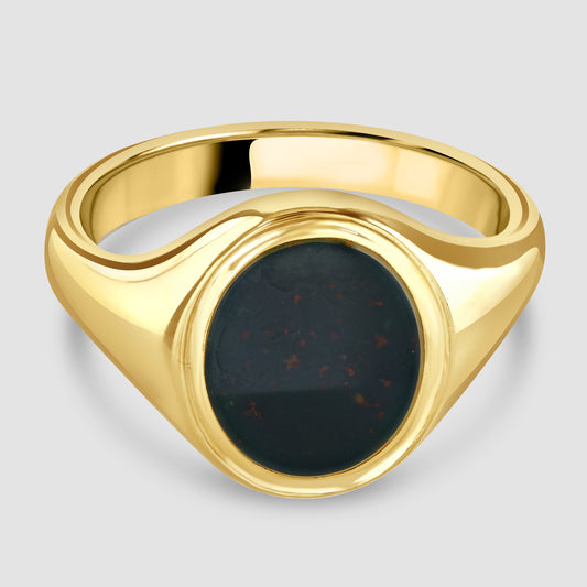 9ct yellow gold Bloodstone signet ring