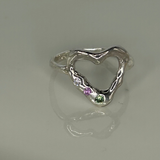 Sterling Silver Heart Harlequin Ring