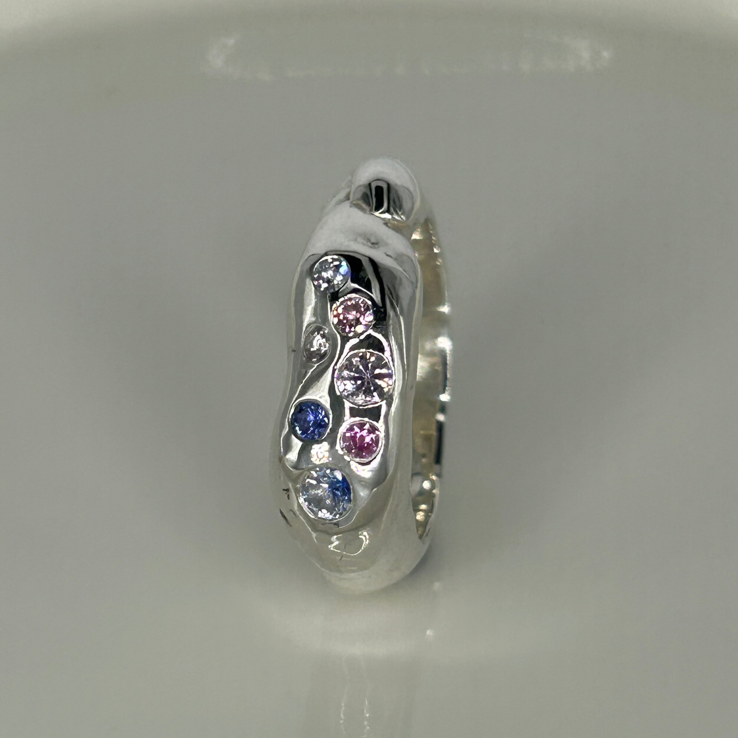 Sterling Silver Molten Harlequin Ring - Chunky