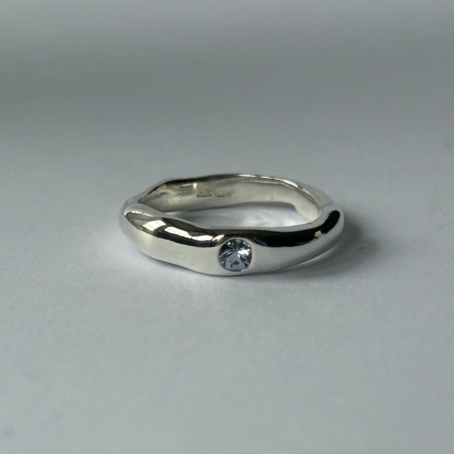 Sterling Silver Molten Harlequin Solitaire Ring - Small