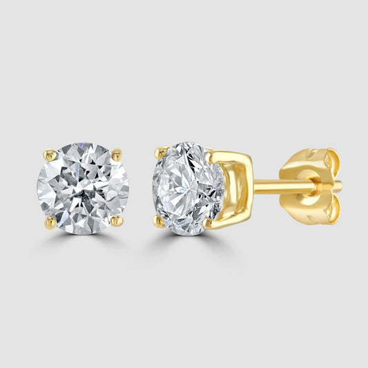 Laboratory diamond stud earrings 1ct