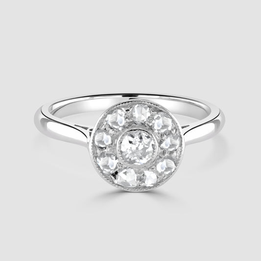 Rose cut and old cut diamond cluster ring