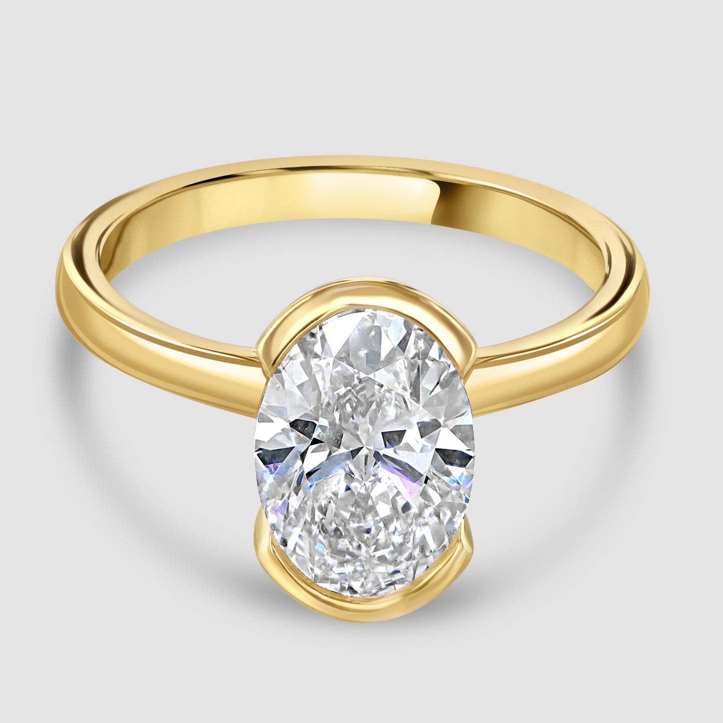 Oval laboratory diamond in semi setting