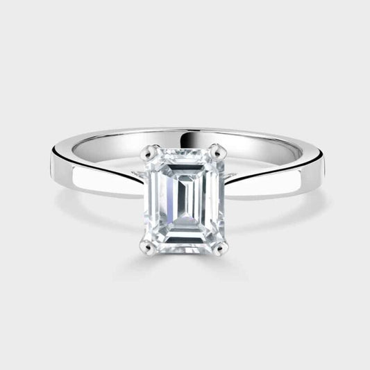 Platinum emerald cut diamond solitaire