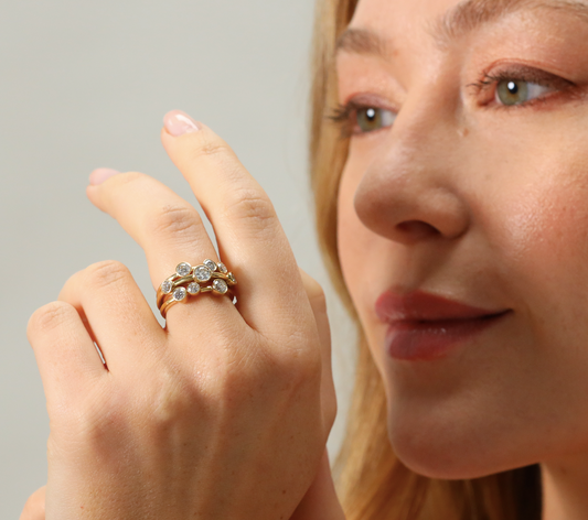 Yellow gold diamond ‘Bubble’ ring