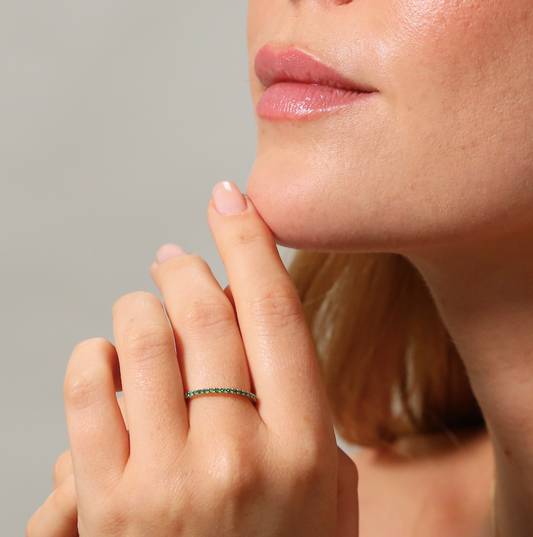 Emerald set stacking ring