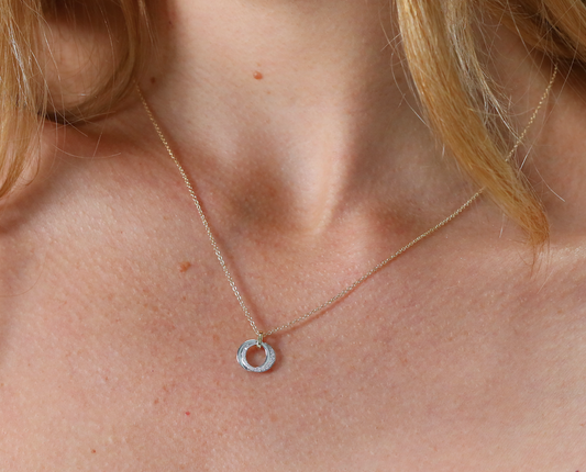 Double circle diamond set pendant and chain