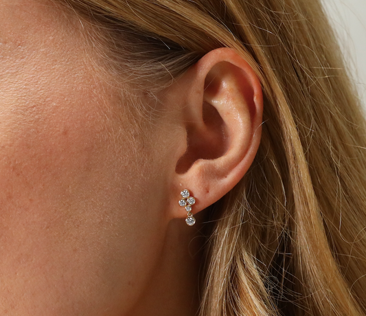 Rub over diamond set cluster earrings