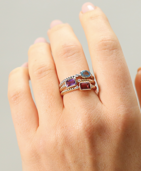 Yellow gold pink tourmaline and diamond ring