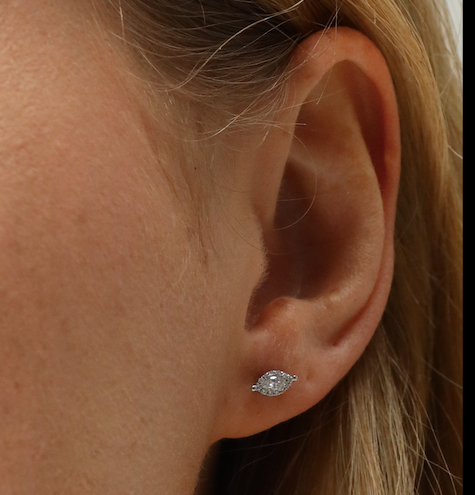 Marquise shape diamond cluster stud earrings