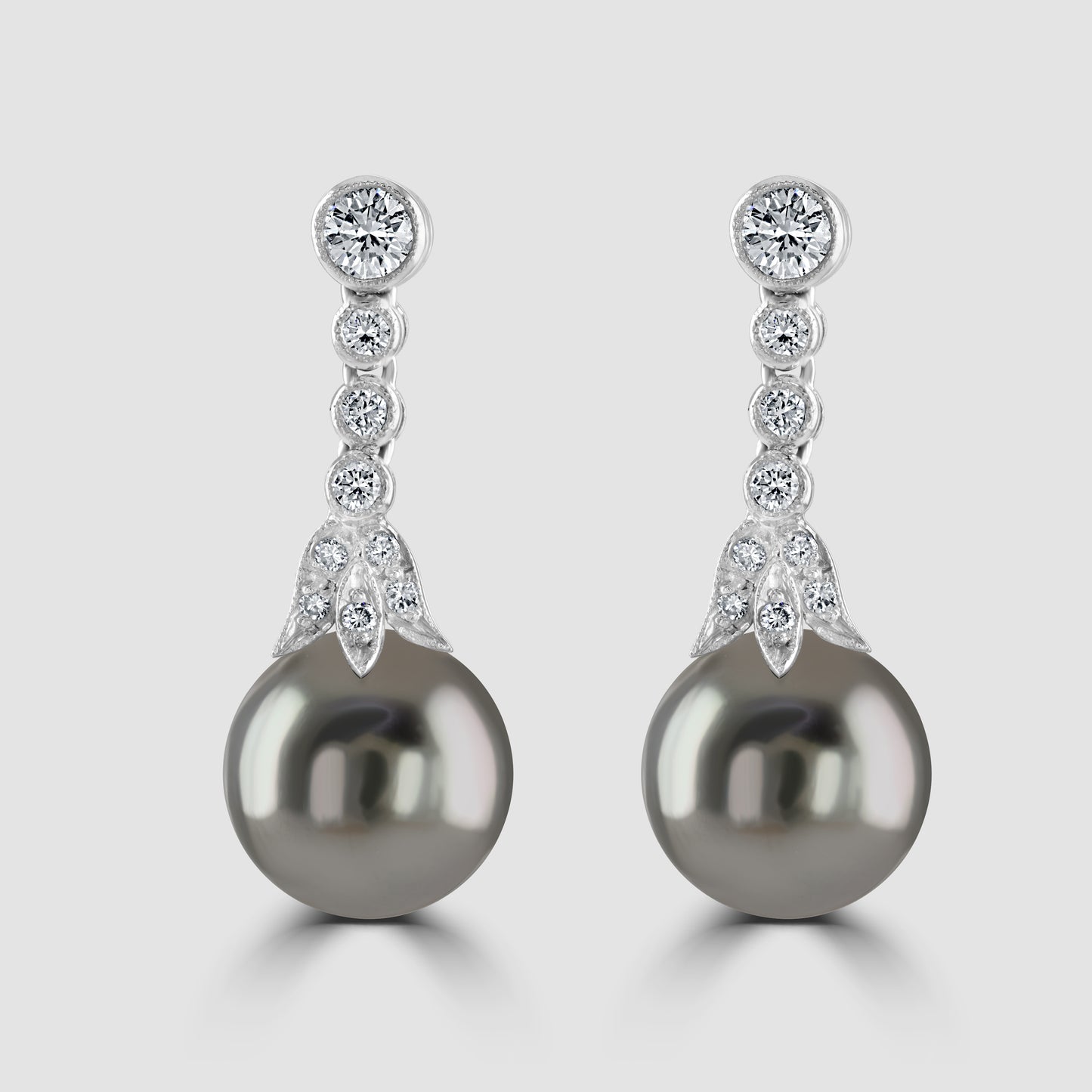 Tahitian pearl and diamond drop earrings