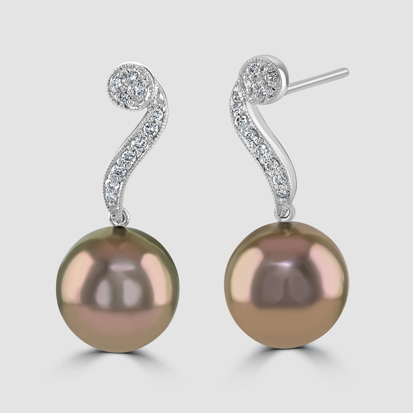 Tahitian pearl and diamond drop earrings