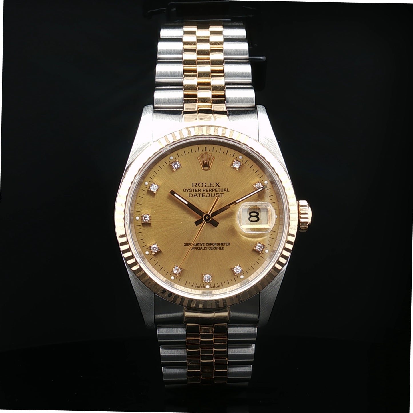 Rolex steel and gold 36mm Datejust with diamond indices
