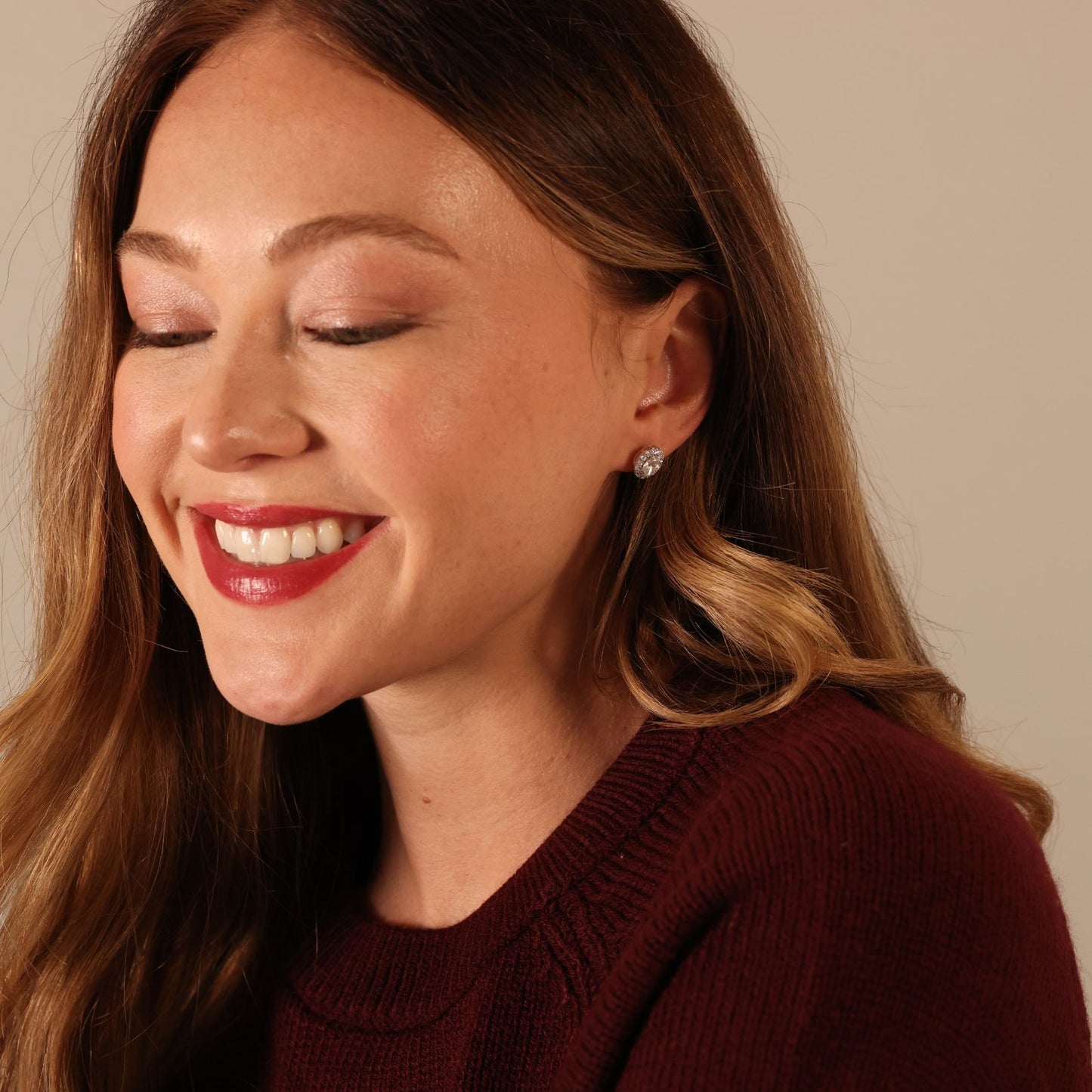 18ct white gold halo oval laboratory grown diamond stud earrings