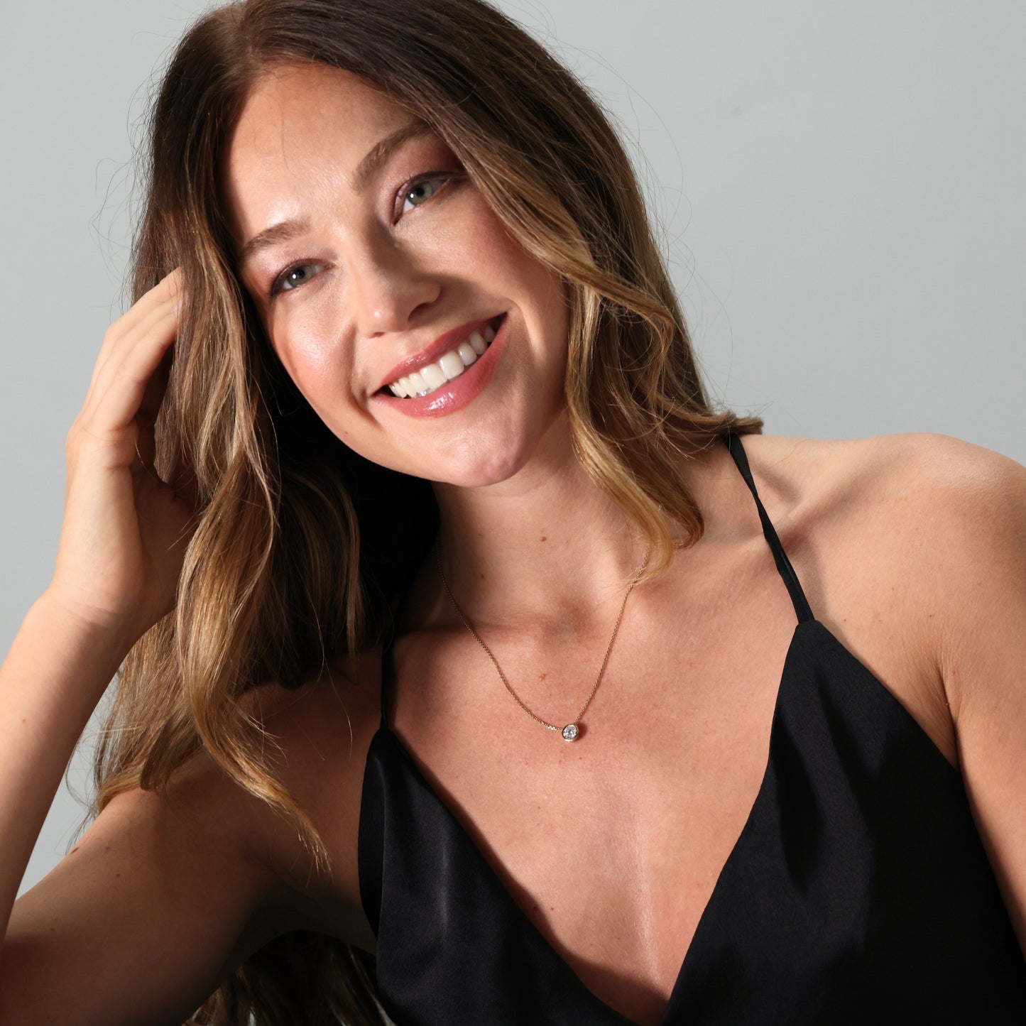 Laboratory diamond slider pendant and chain