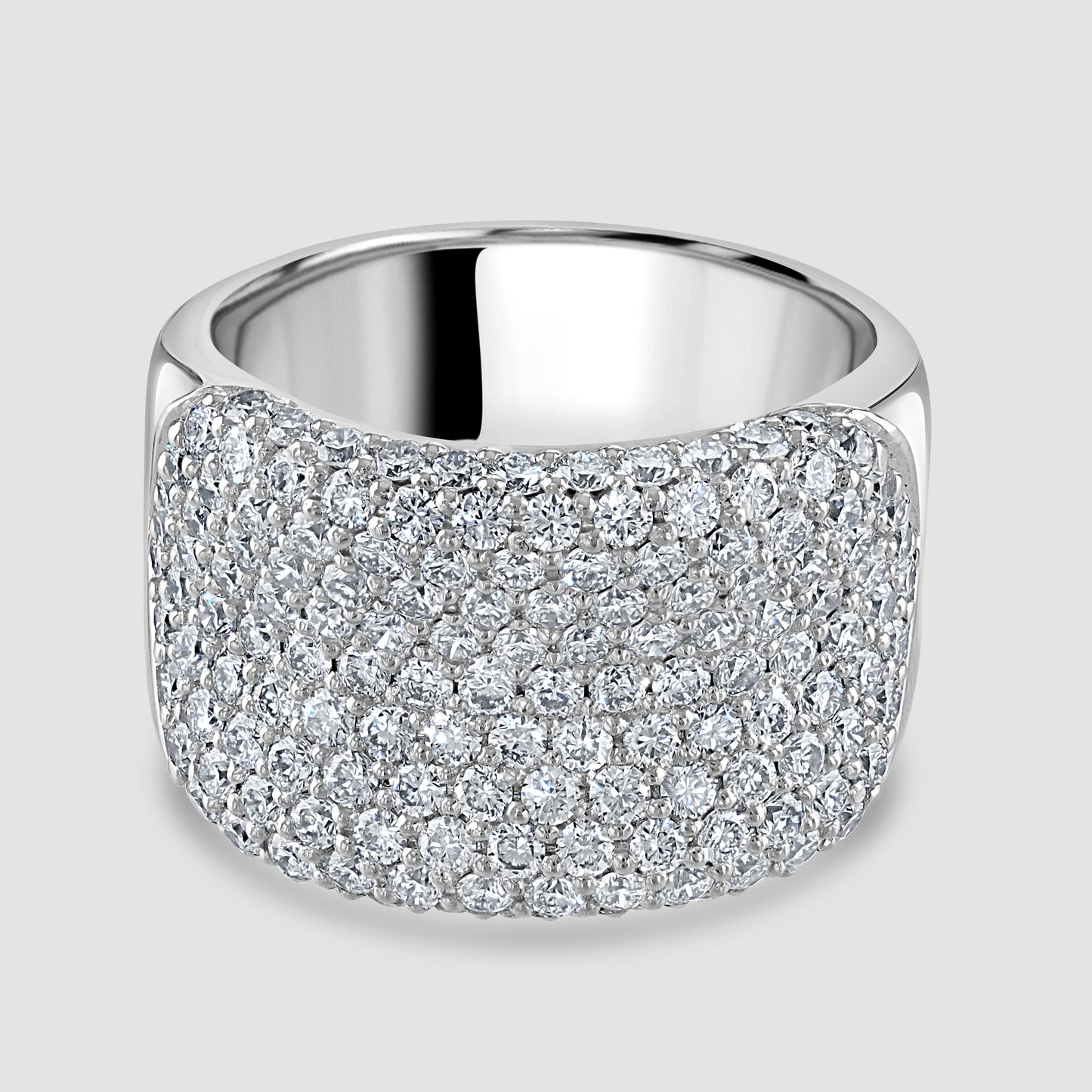Wide diamond pave set ring
