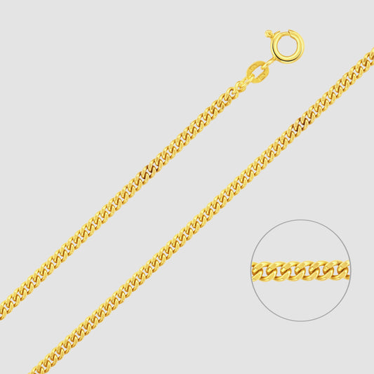 18ct yellow gold flat curb link chain