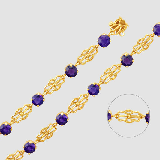 9ct yellow gold amethyst set bracelet