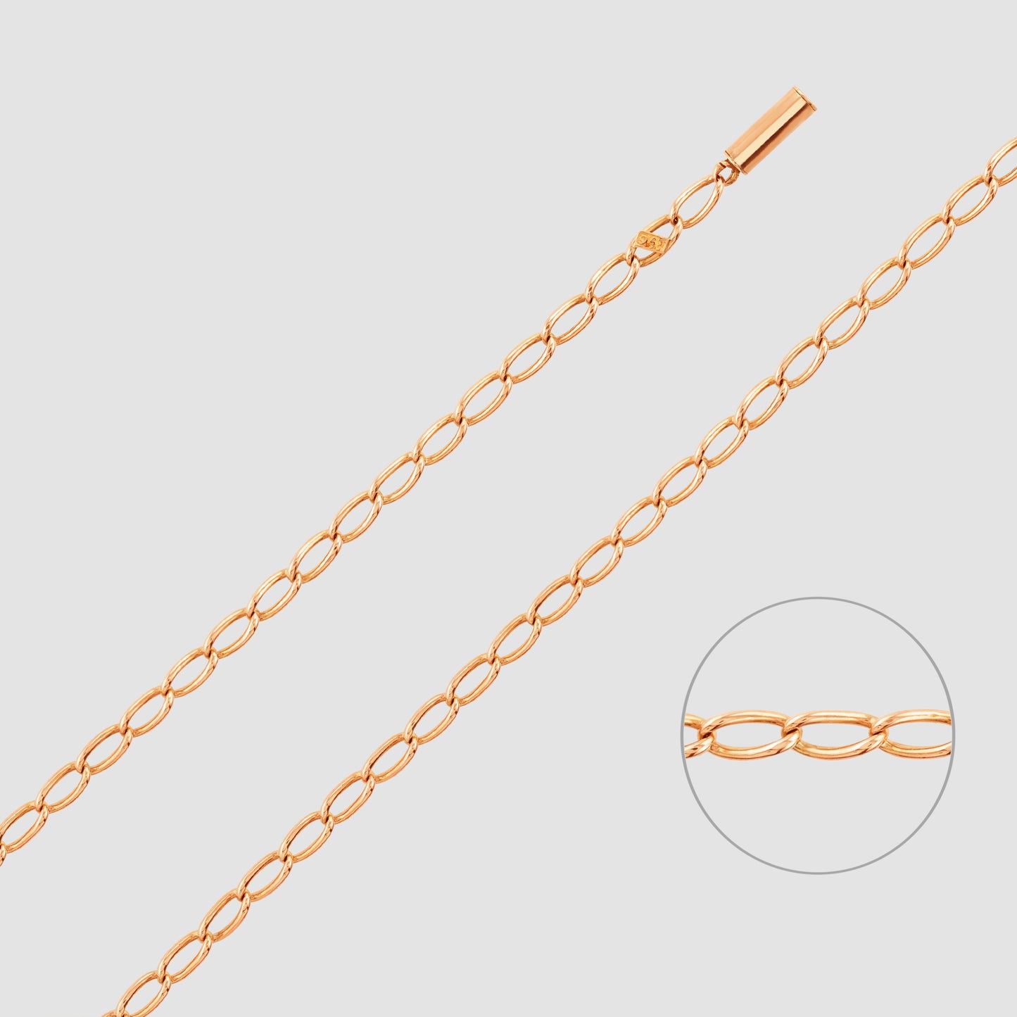 9ct rose gold long curb link chain