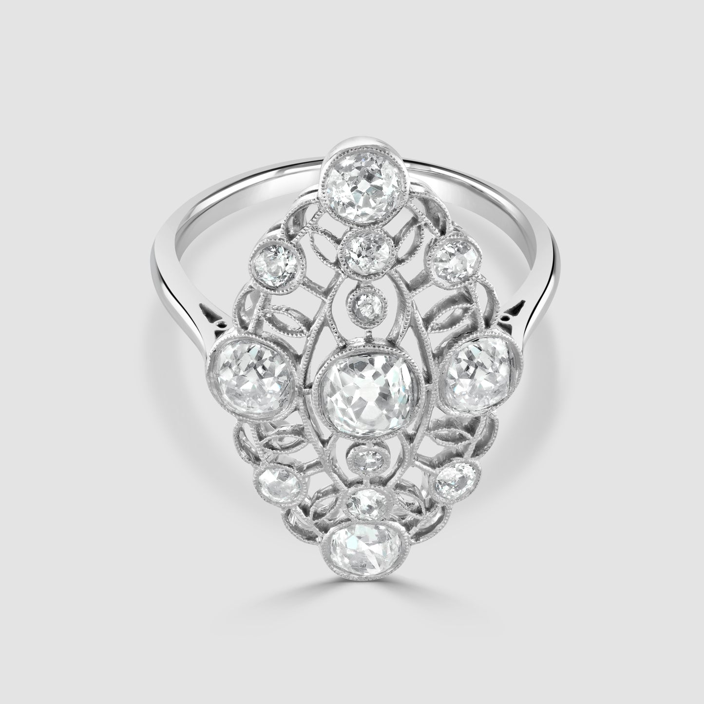 Vintage marquise shape old cut diamond ring