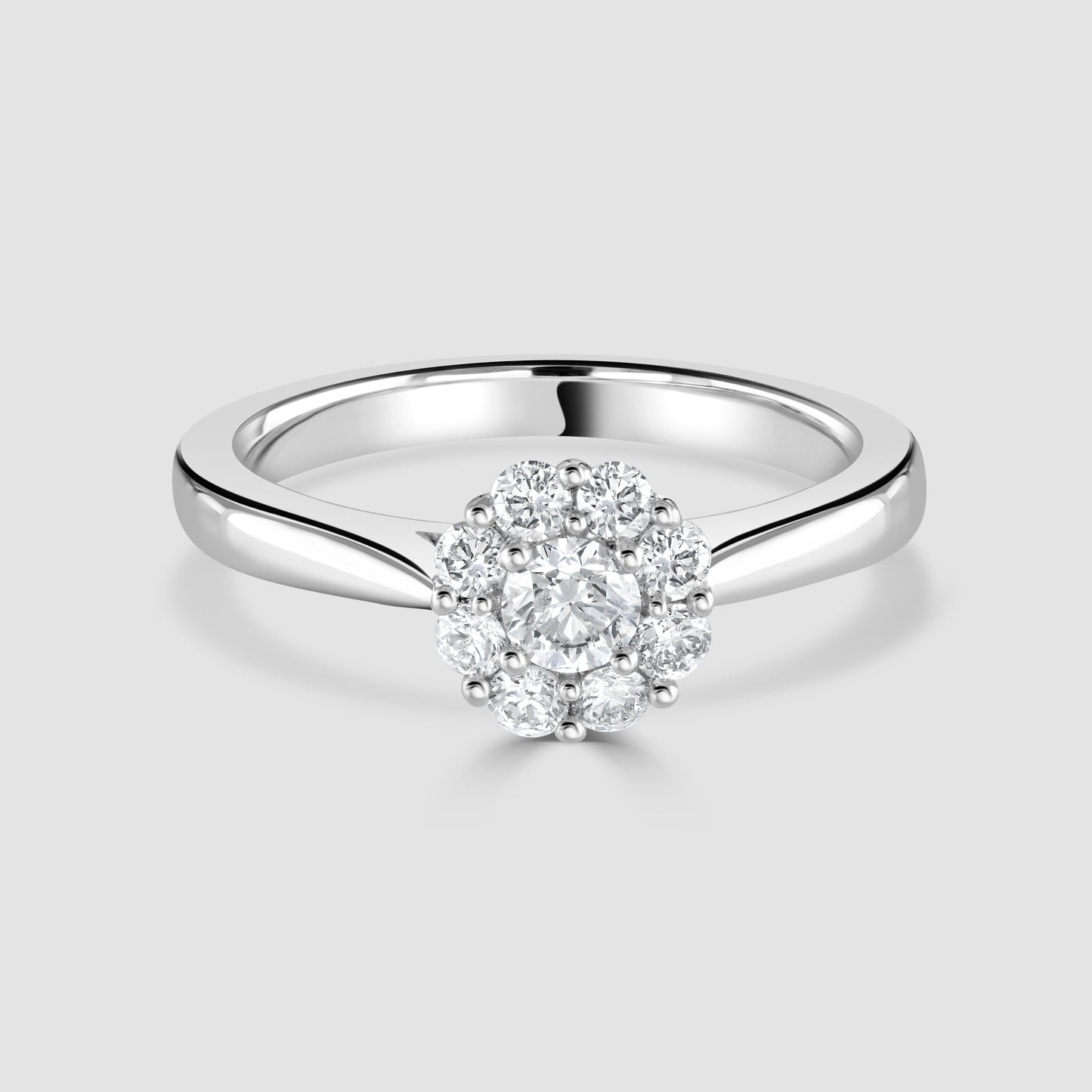 18ct white gold diamond cluster ring