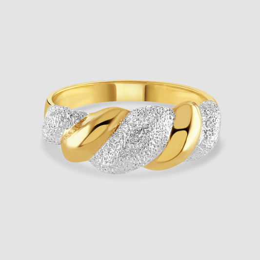 14ct yellow and white gold twisted ring