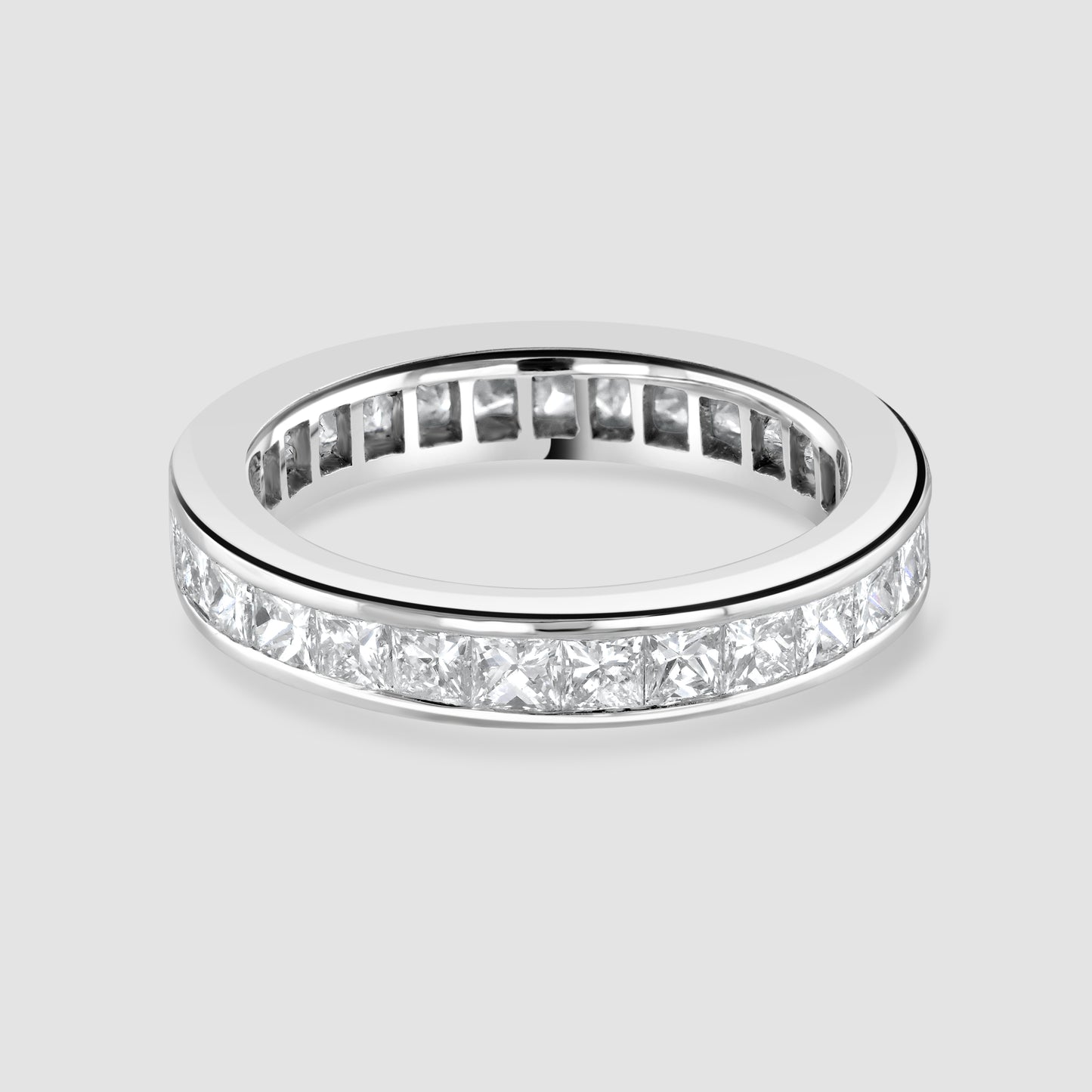 Channel set princess cut diamond full eternity ring