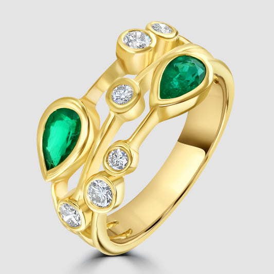 Emerald and diamond contemporary ‘Bubble’ ring