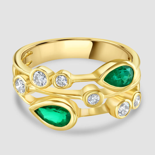 Emerald and diamond contemporary ‘Bubble’ ring