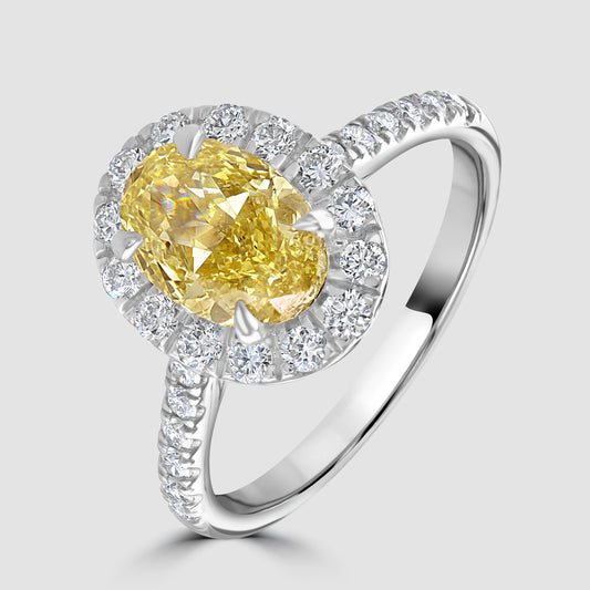 Yellow Laboratory diamond cluster ring
