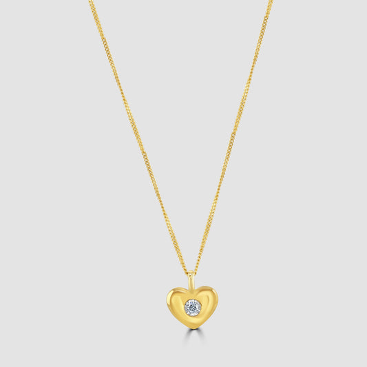 Diamond set heart pendant and chain
