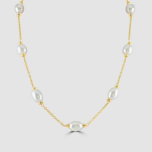Freshwater pearl and yellow gold necklace 