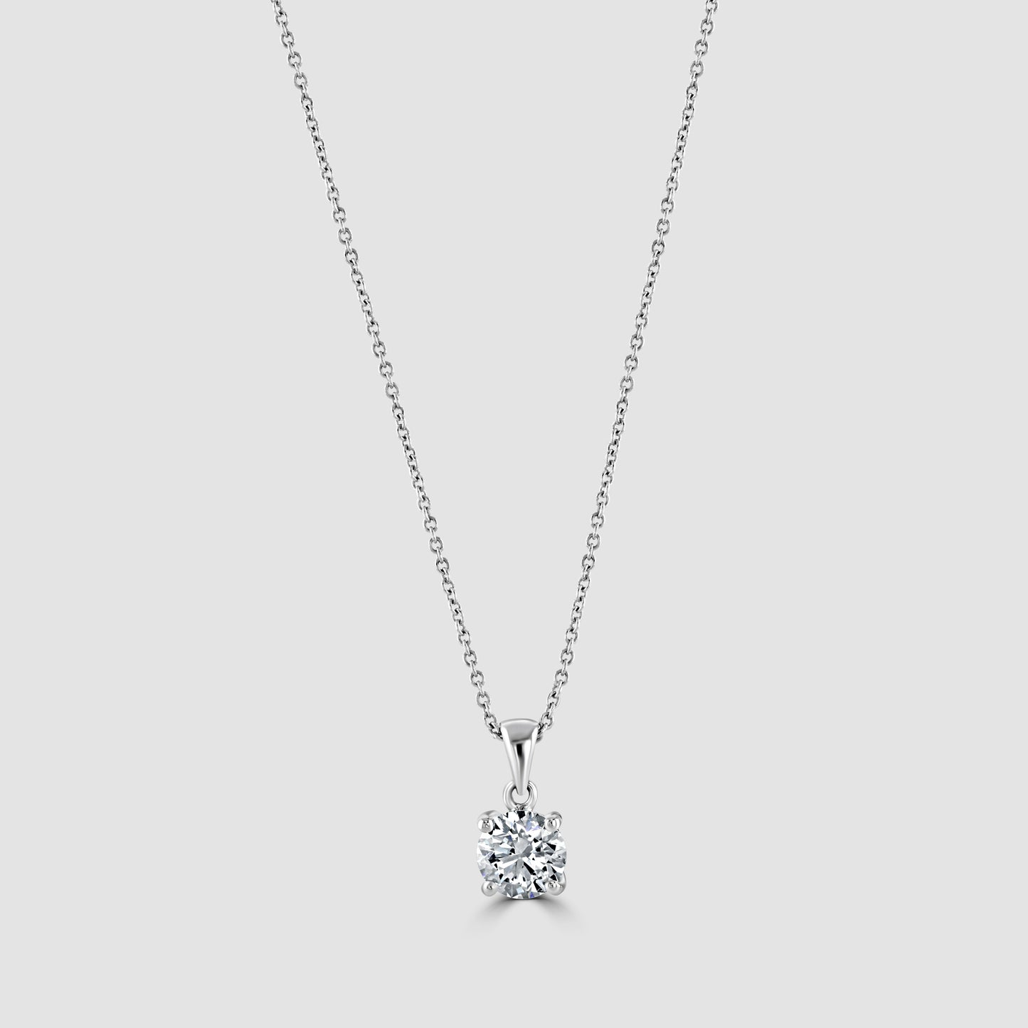 Claw set laboratory diamond pendant and chain