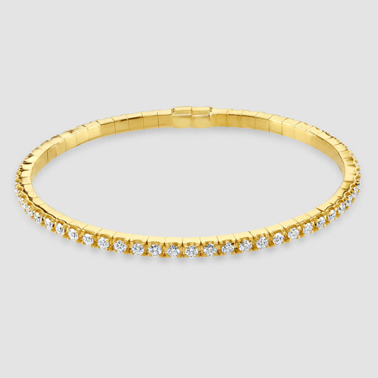 Yellow gold diamond set tennis bangle