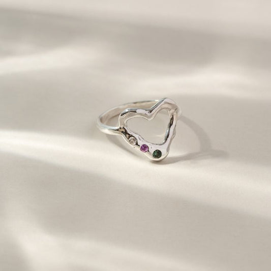 Sterling Silver Heart Harlequin Ring