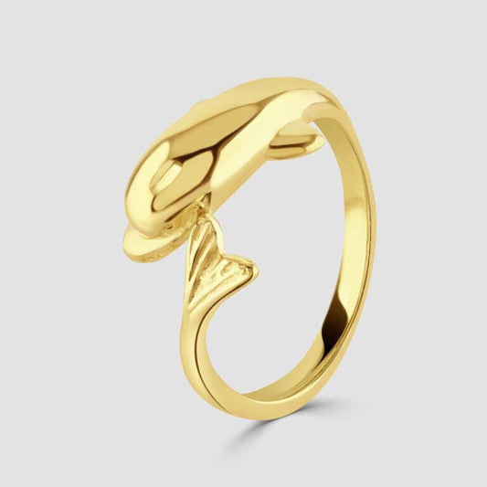 14ct yellow gold dolphin ring