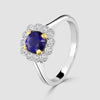 18ct White gold sapphire and diamond cushion cluster ring