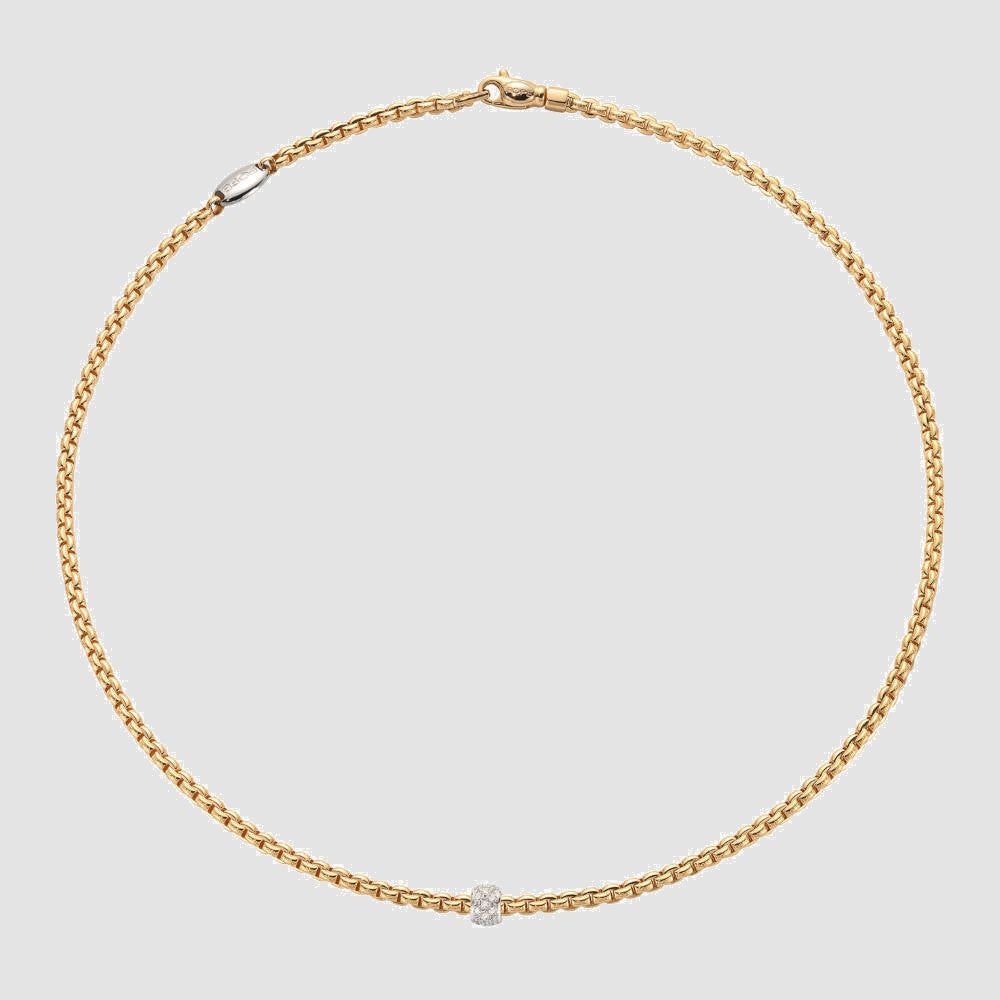 18ct Yellow Gold Eka Necklace with 0.19ct Diamonds