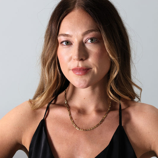 18ct yellow gold double paperclip link chain