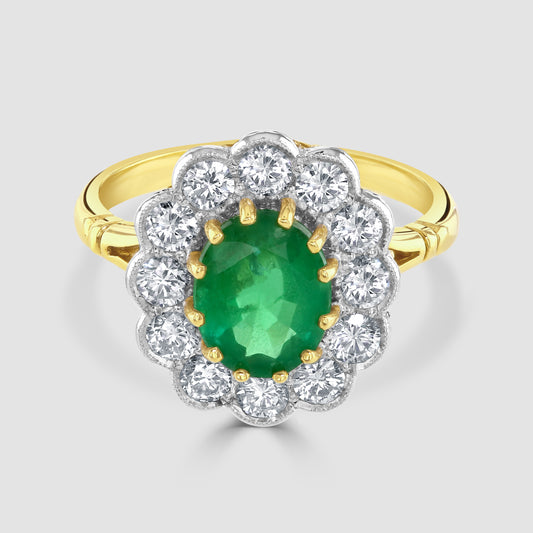 18ct yellow gold emerald cluster ring 2