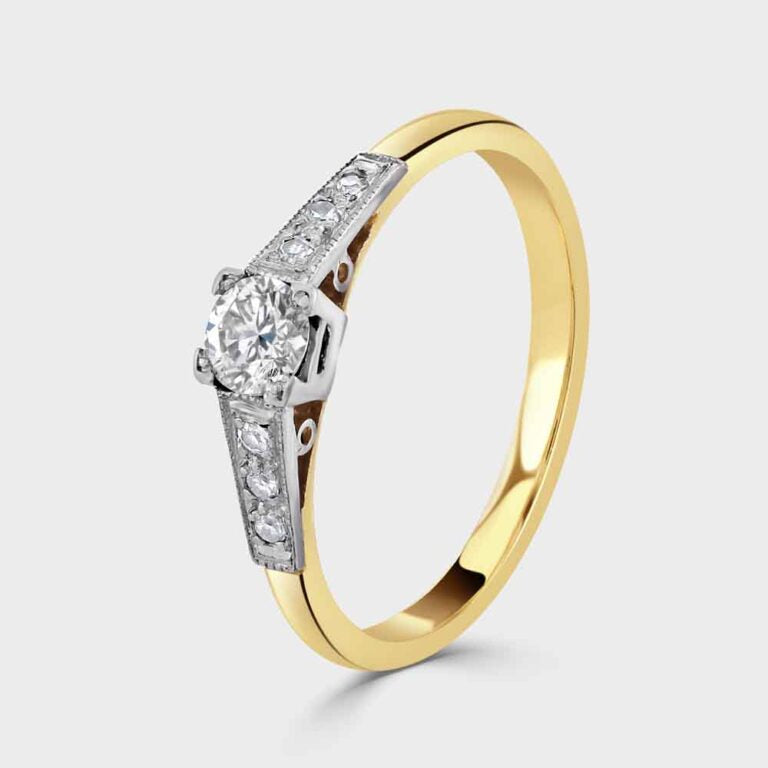 18ct and platinum vintage diamond solitaire ring